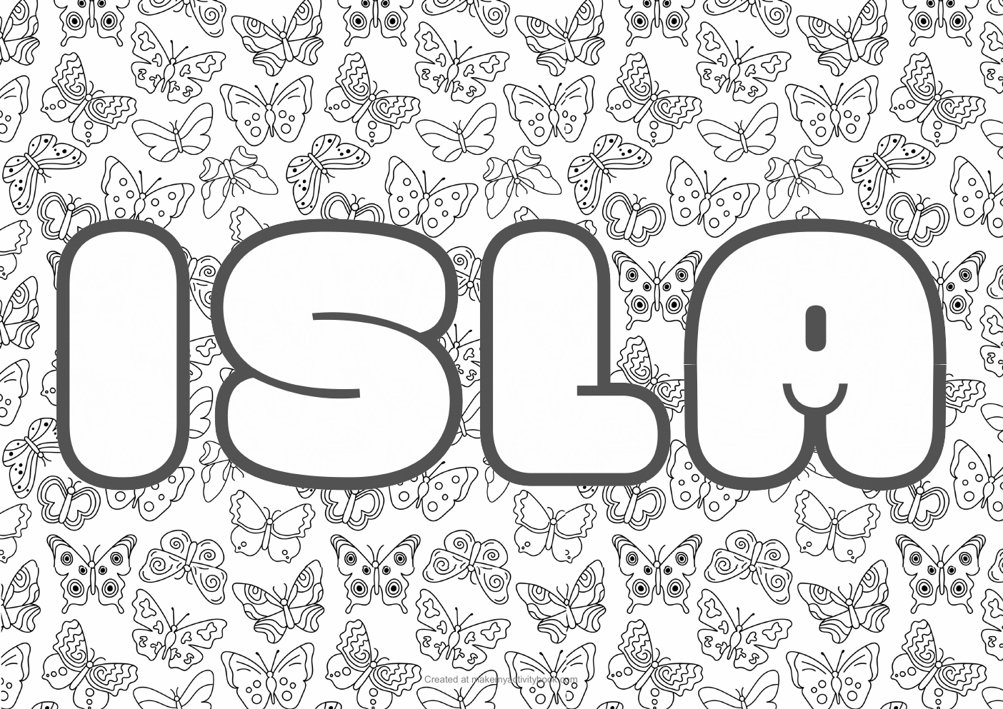 Isla butterflies colouring sheet