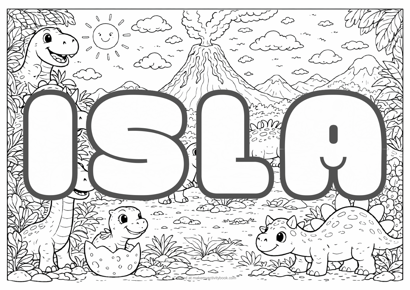 Isla dinosaur colouring sheet