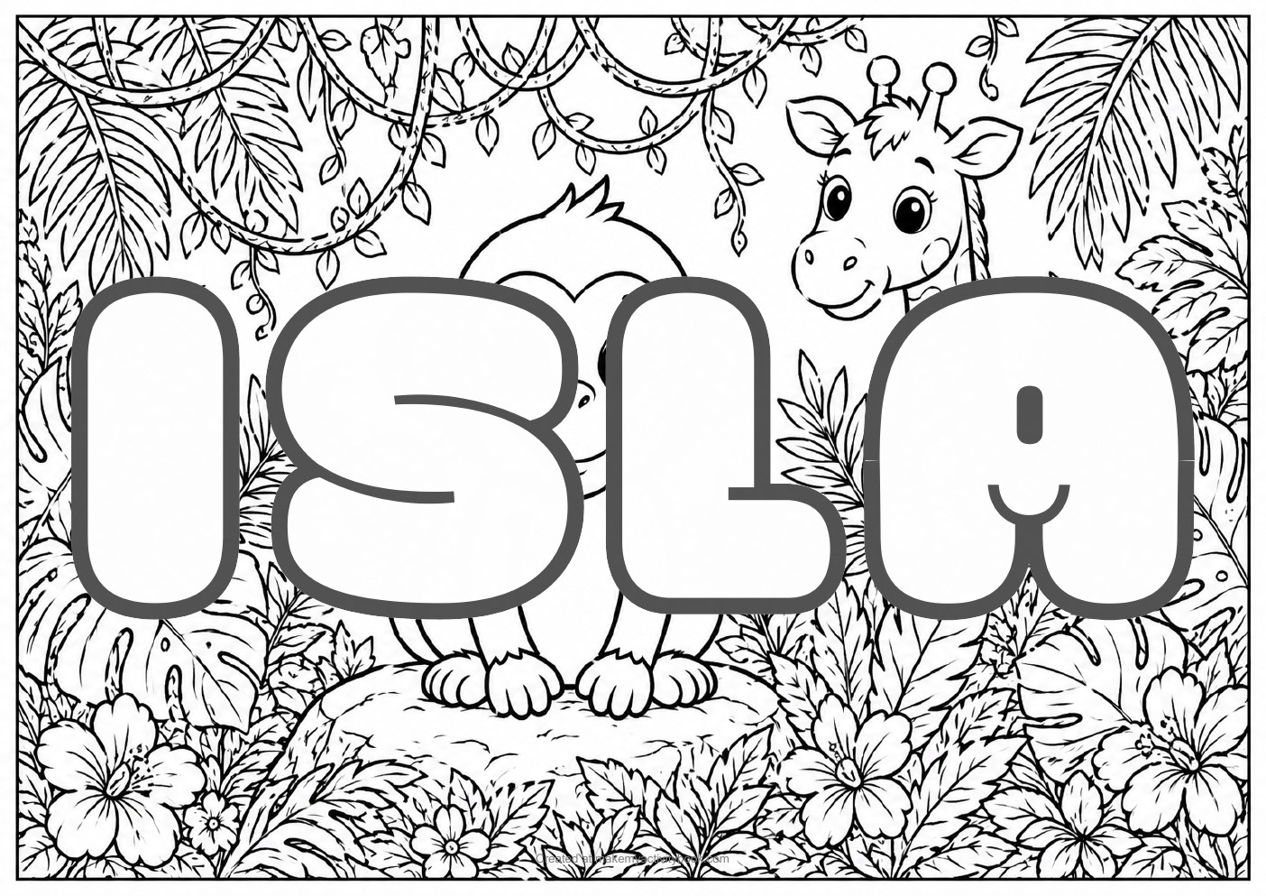 Isla jungle colouring sheet