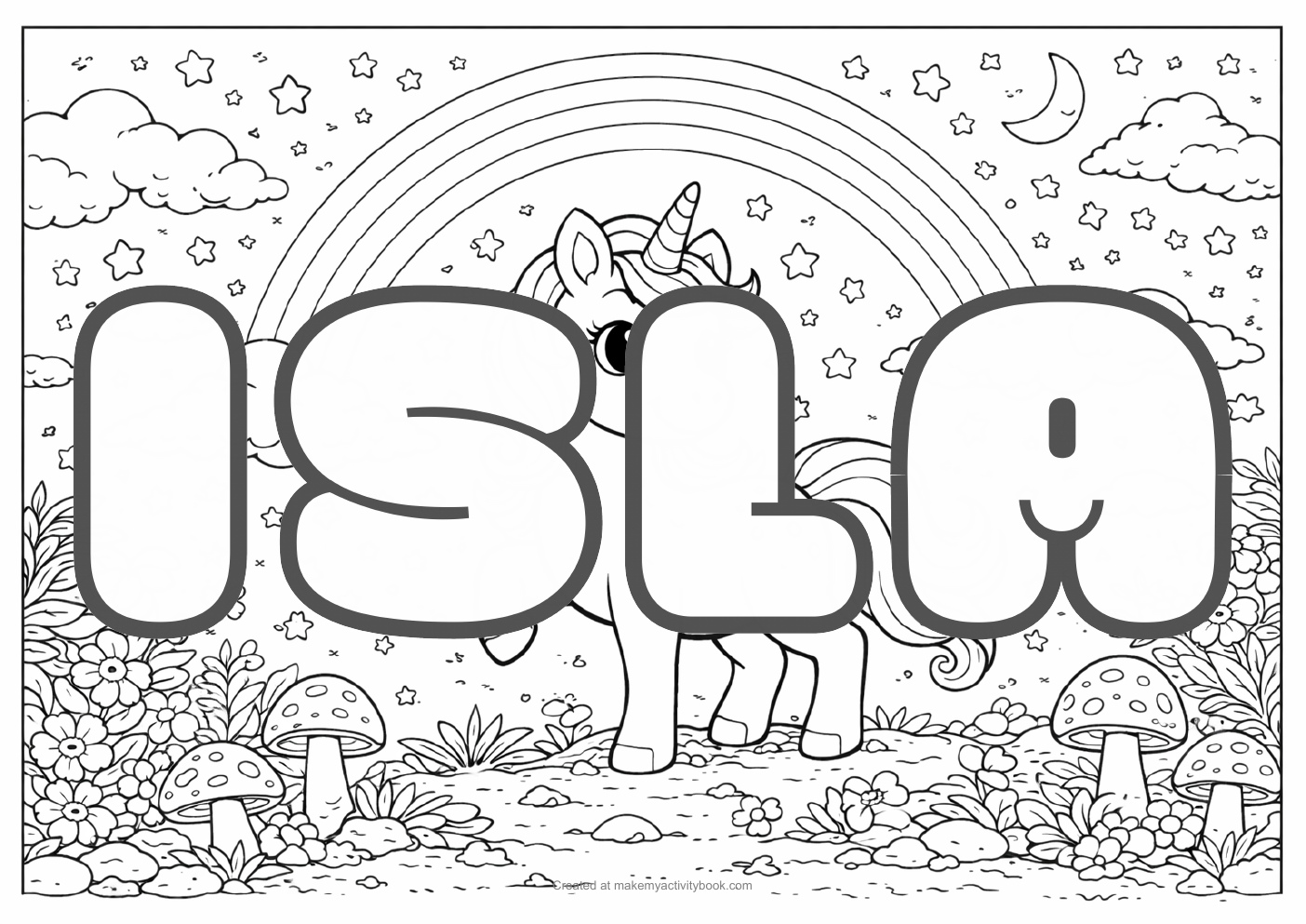 Isla unicorn colouring sheet