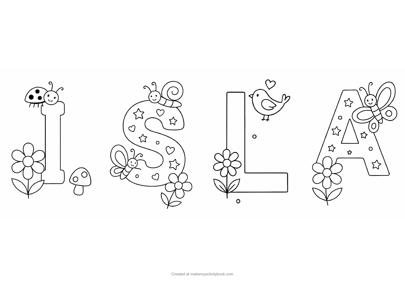 Isla letters colouring sheet
