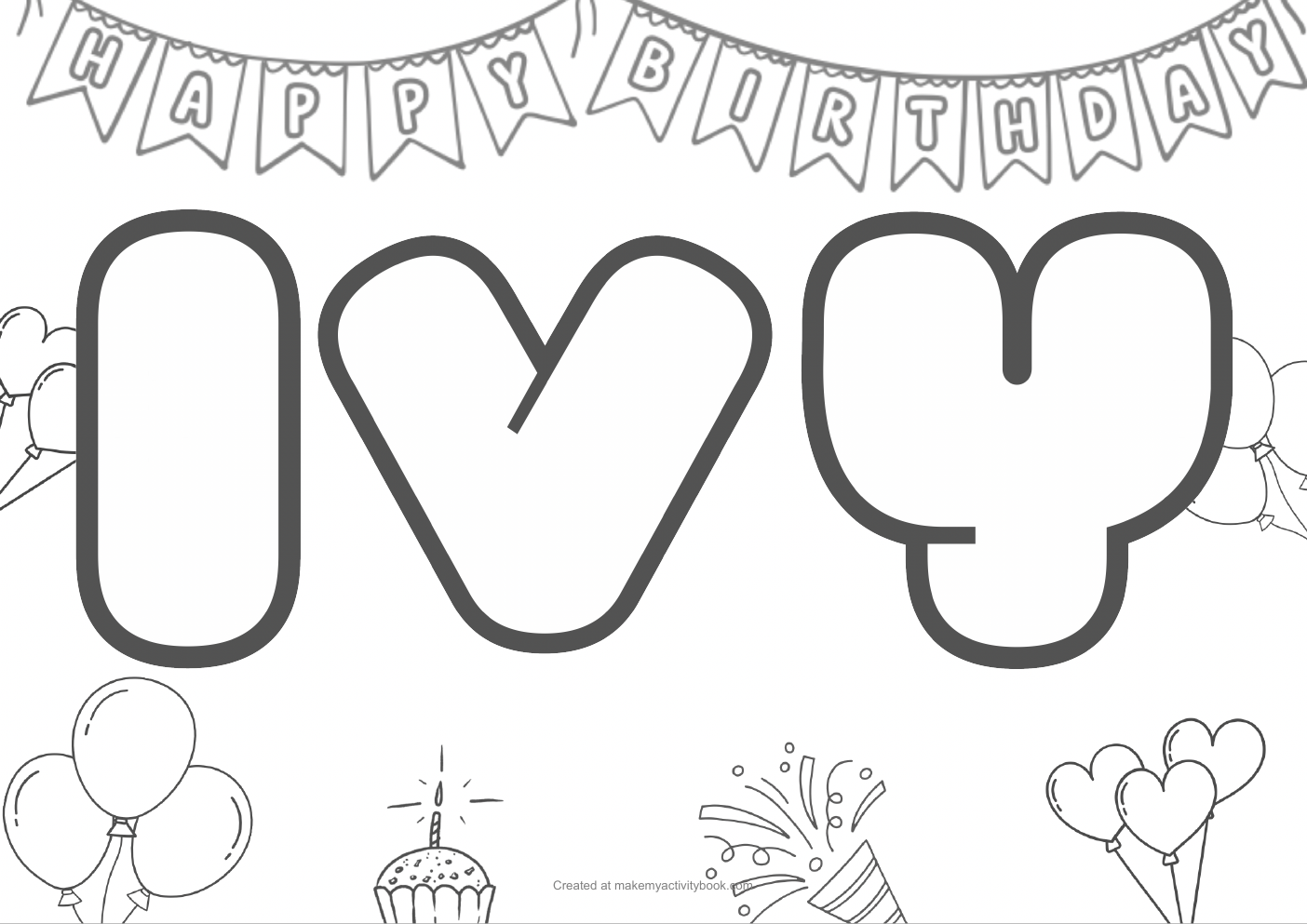 Ivy birthday colouring sheet