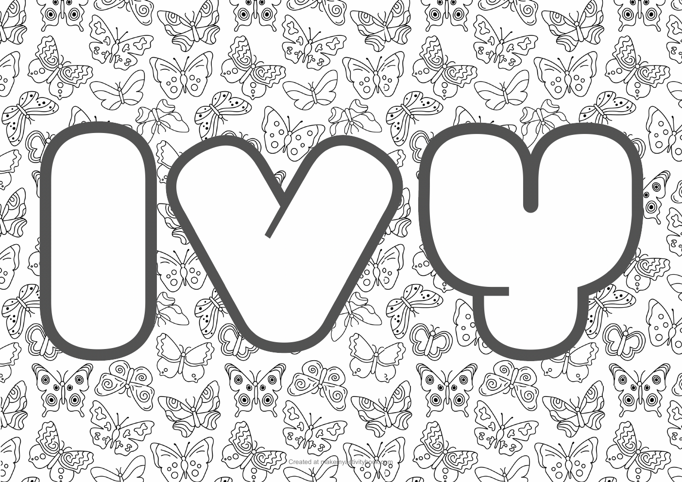 Ivy butterflies colouring sheet