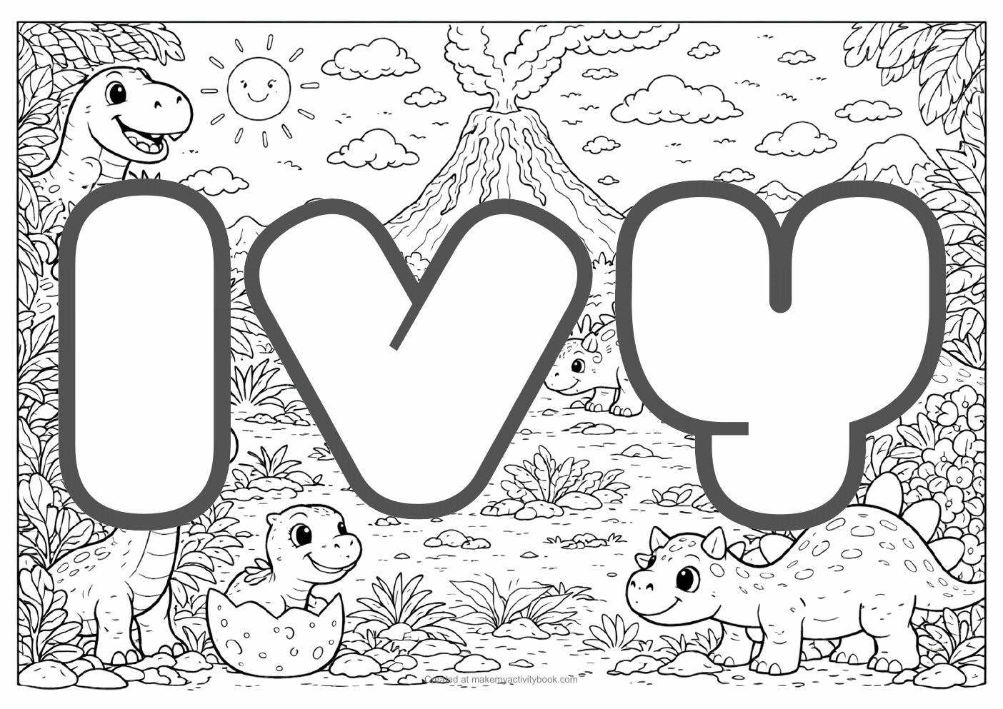 Ivy dinosaur colouring sheet