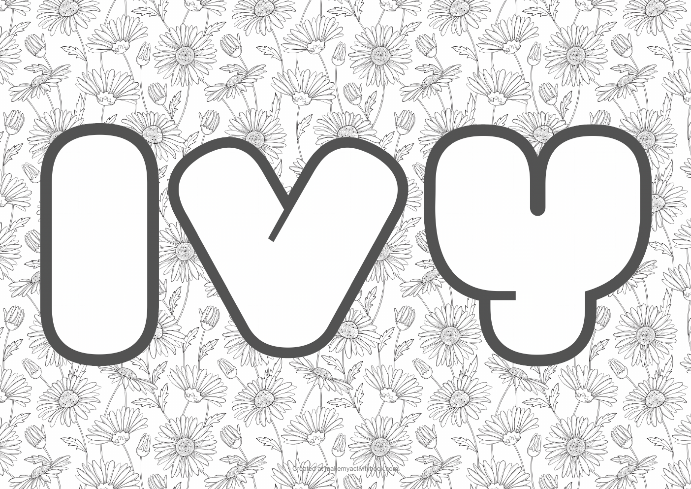 Ivy flowers colouring sheet