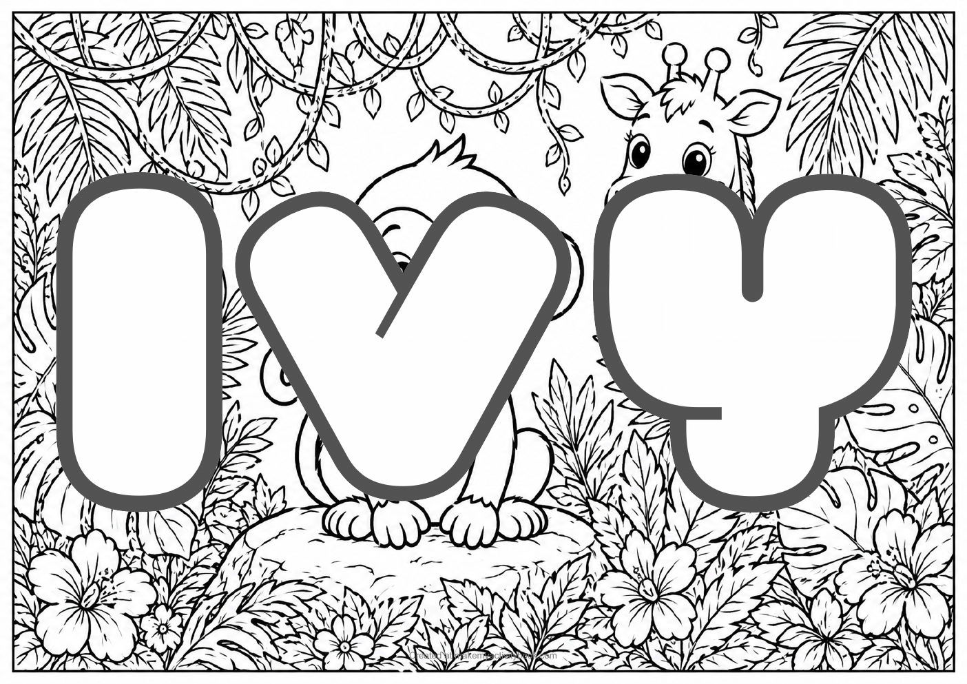 Ivy jungle colouring sheet