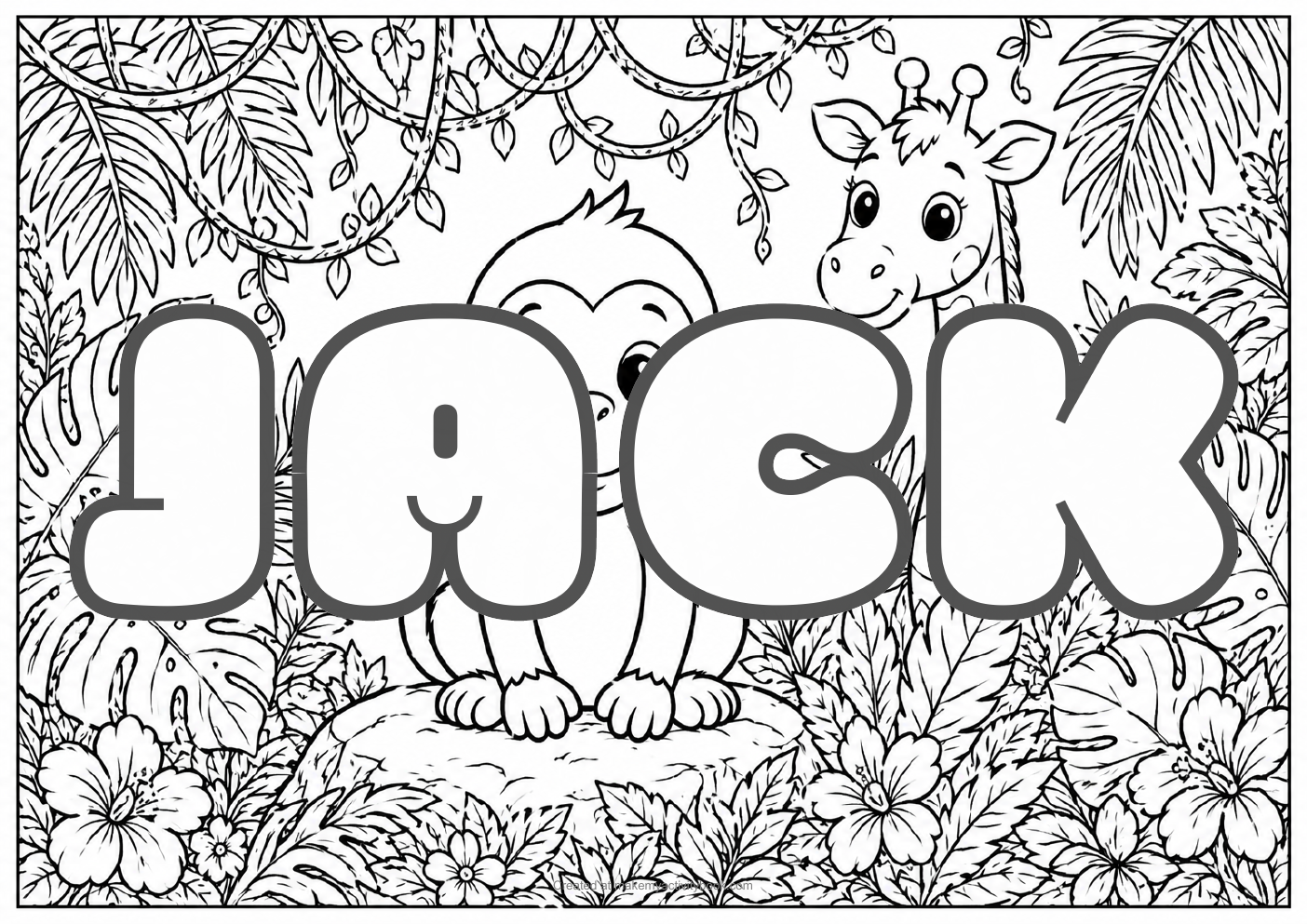 Jack jungle colouring sheet