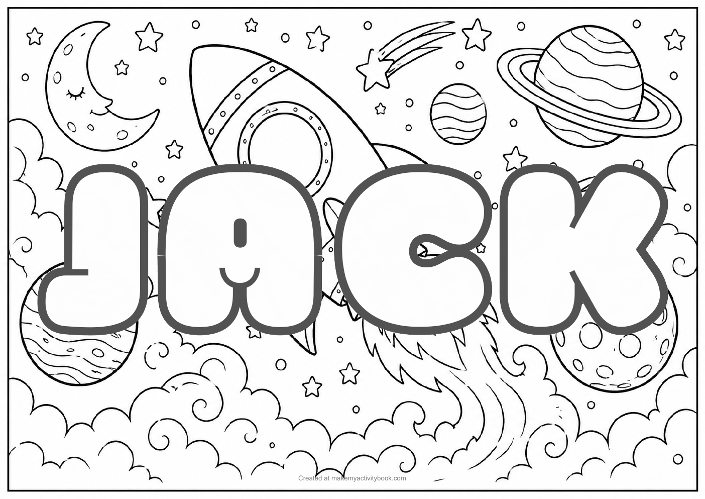 Jack space colouring sheet