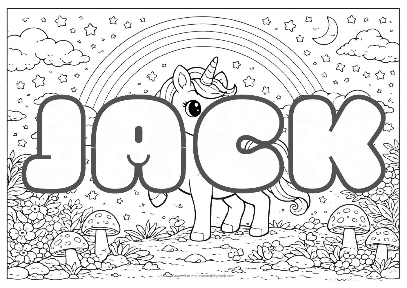 Jack unicorn colouring sheet