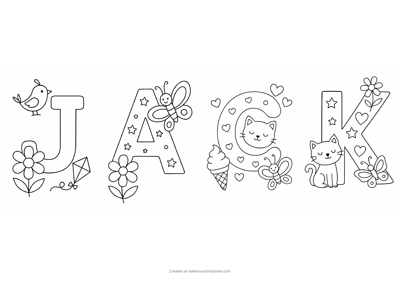 Jack letters colouring sheet