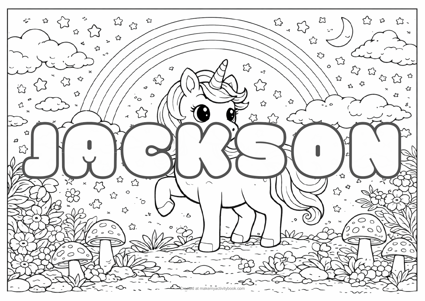 Jackson unicorn colouring sheet