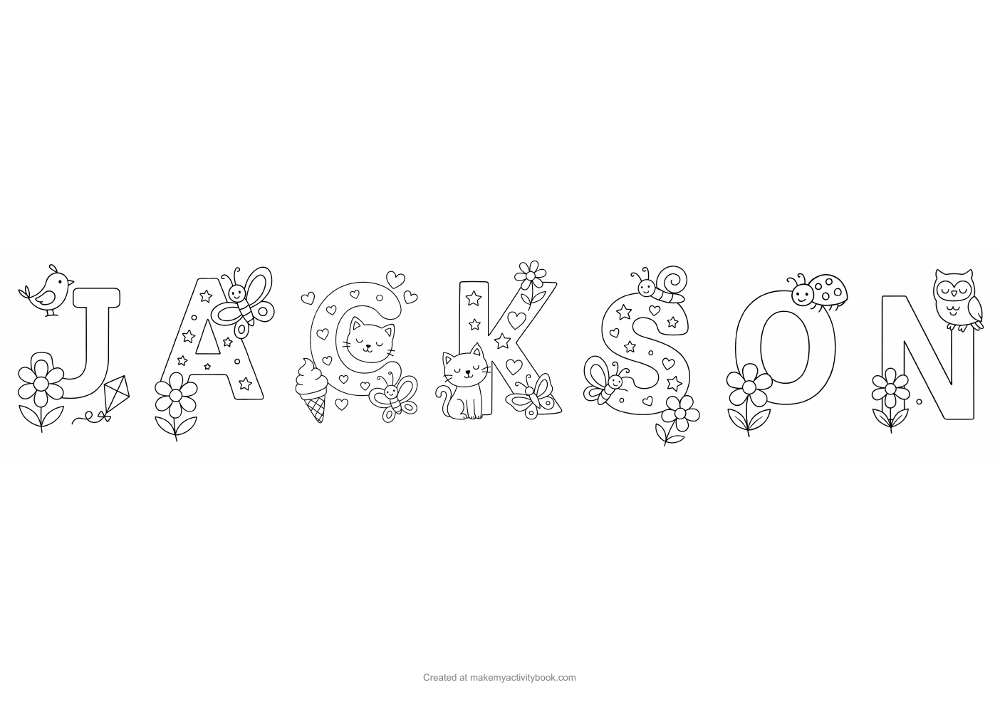 Jackson letters colouring sheet
