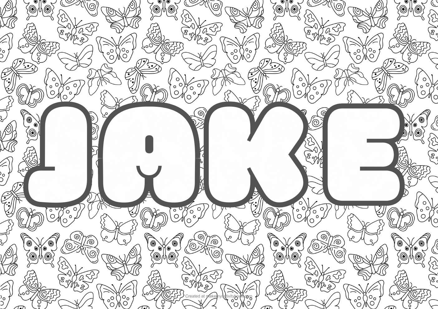 Jake butterflies colouring sheet