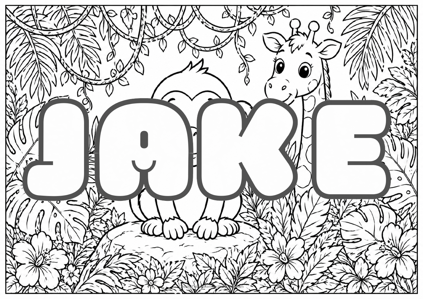 Jake jungle colouring sheet