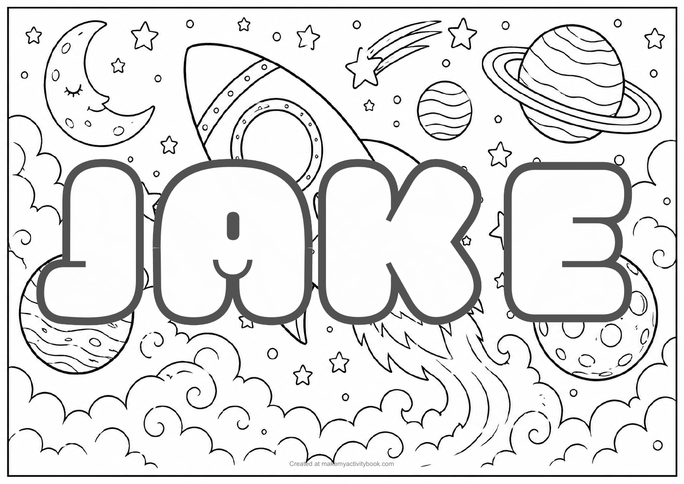 Jake space colouring sheet