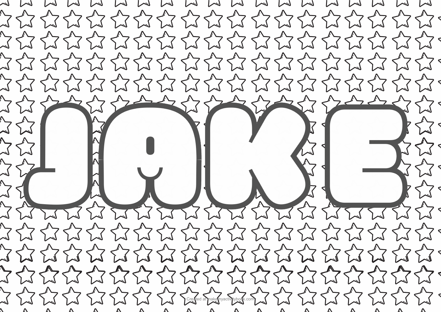 Jake Bubble letters — Stars border colouring sheet