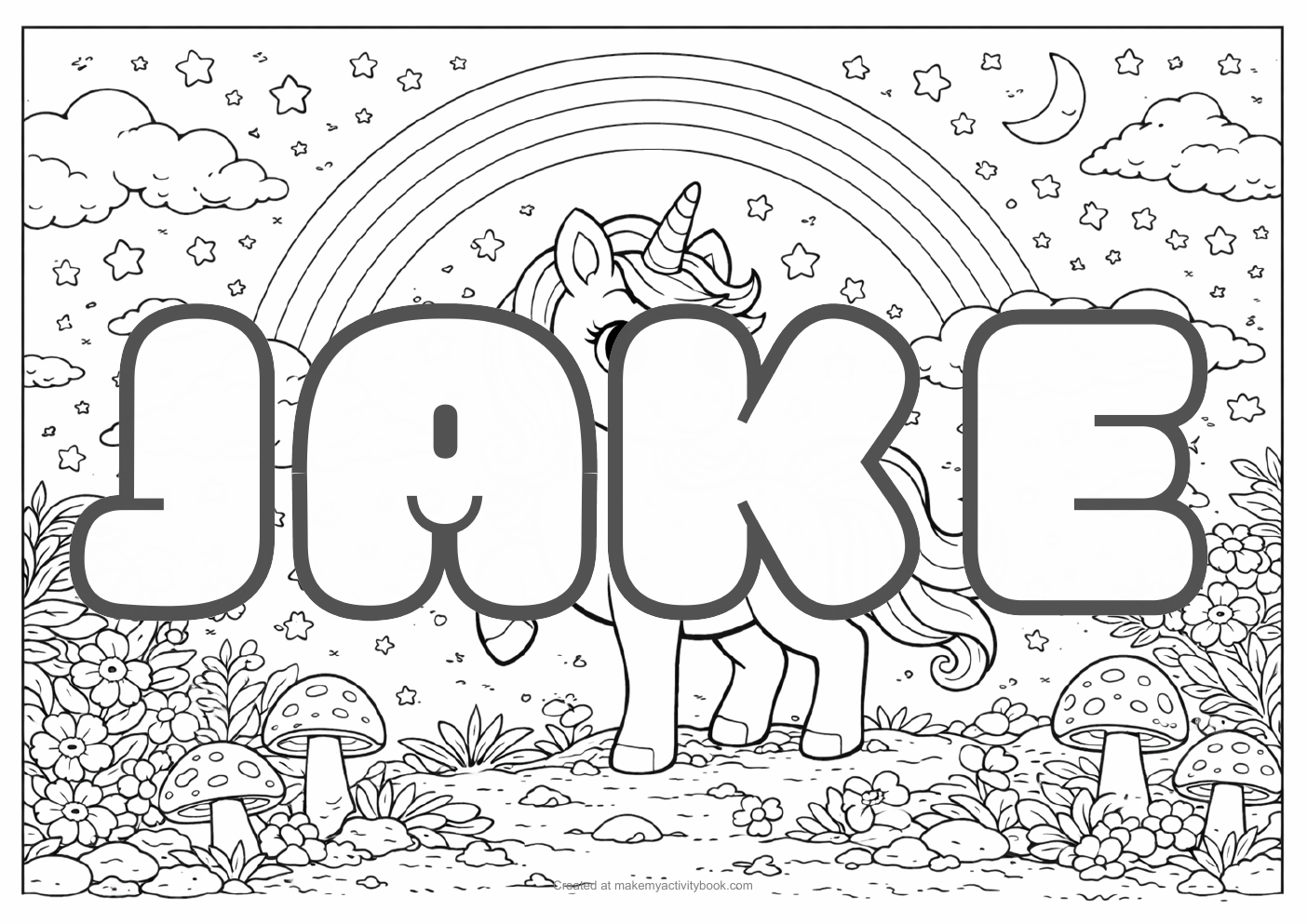 Jake unicorn colouring sheet