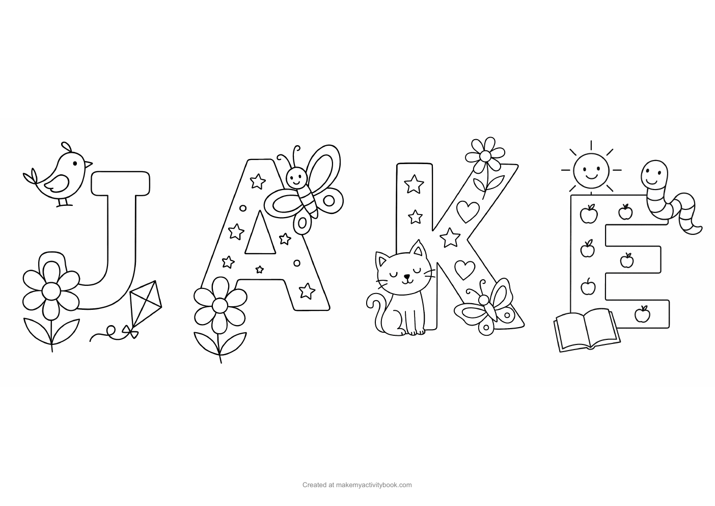 Jake letters colouring sheet