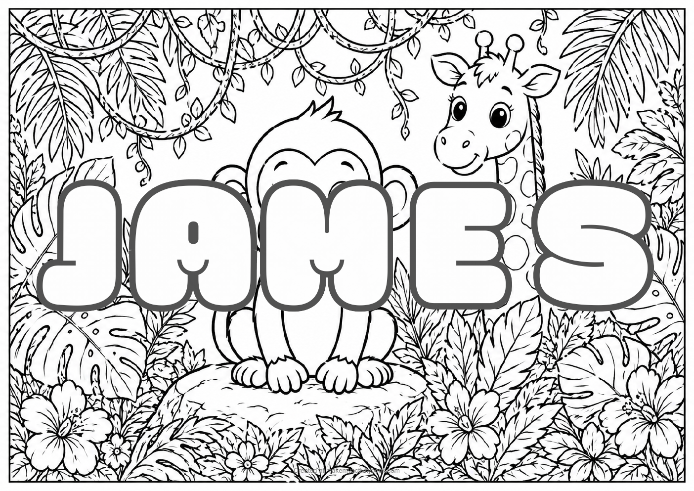 James jungle colouring sheet