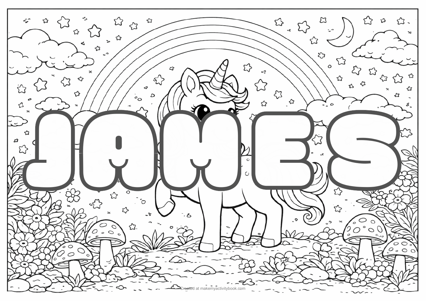 James unicorn colouring sheet