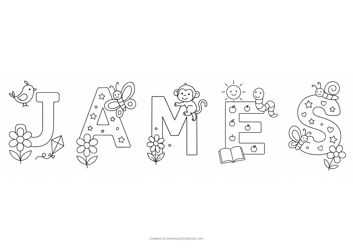 James Flowers letters colouring sheet