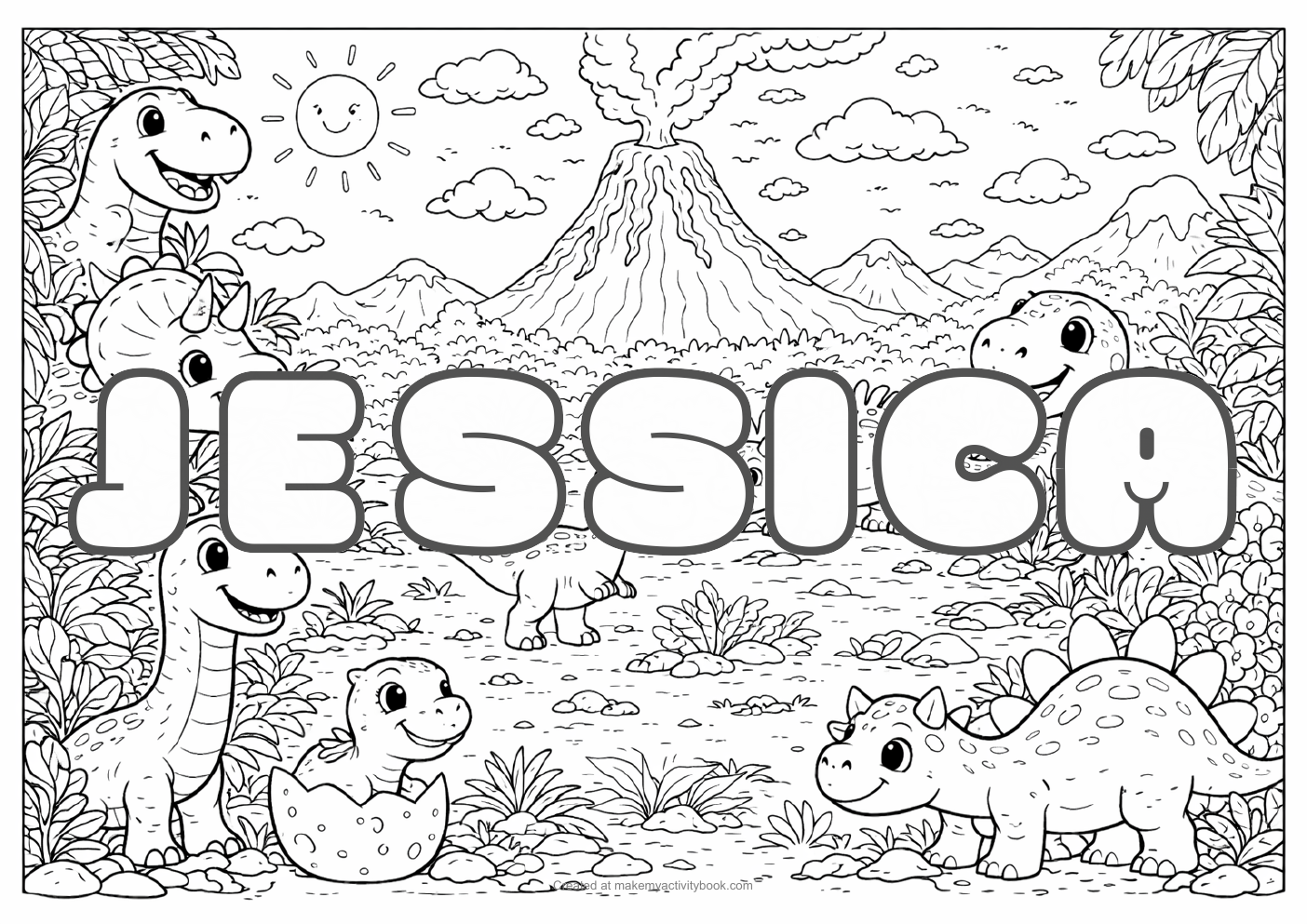 Jessica dinosaur colouring sheet