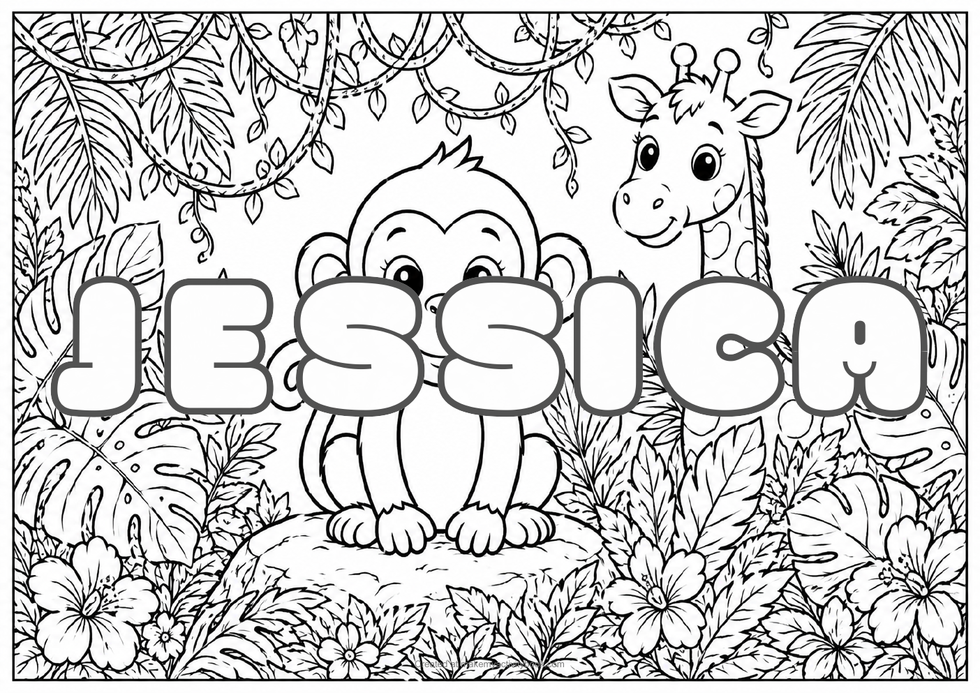 Jessica jungle colouring sheet