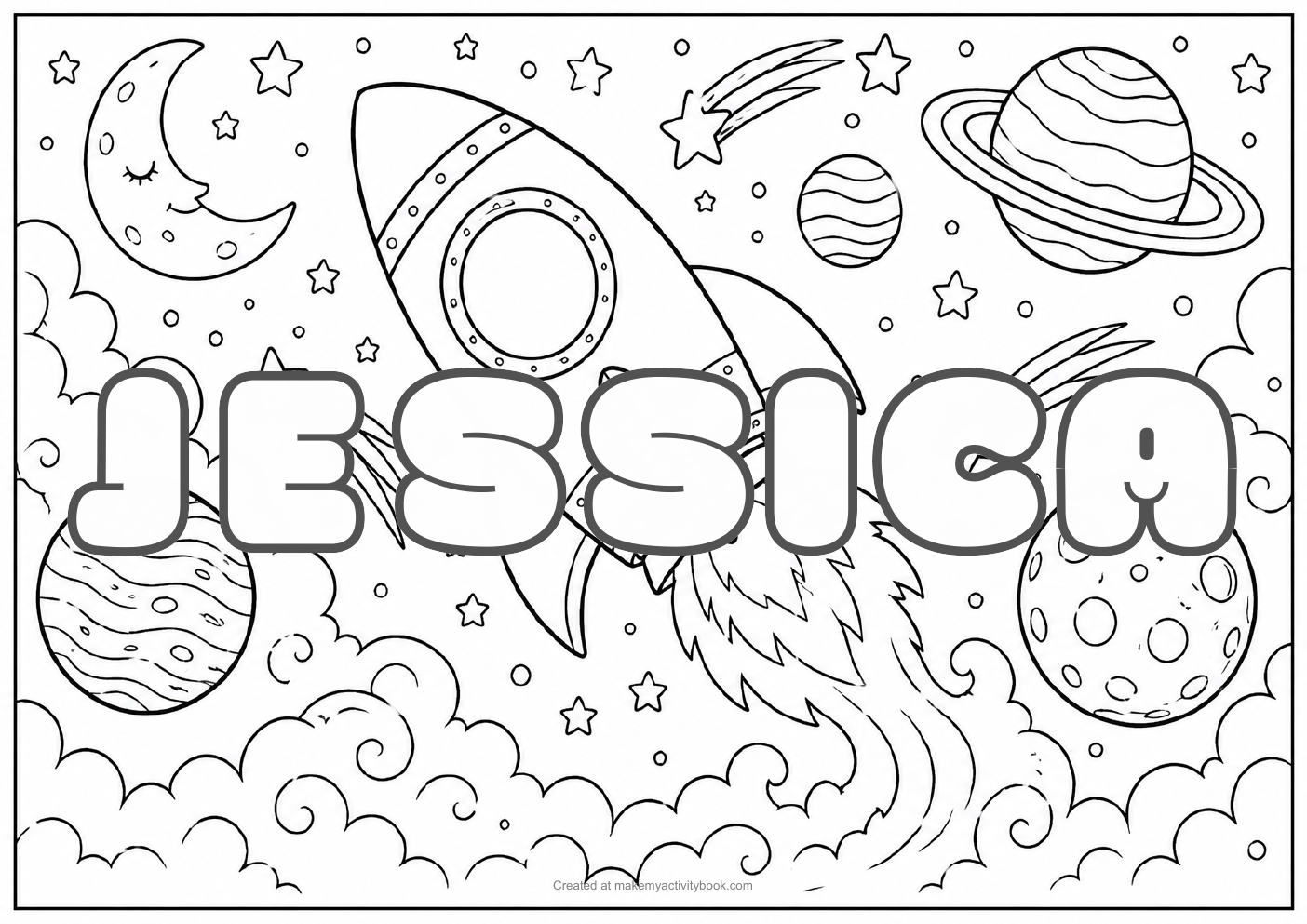 Jessica space colouring sheet