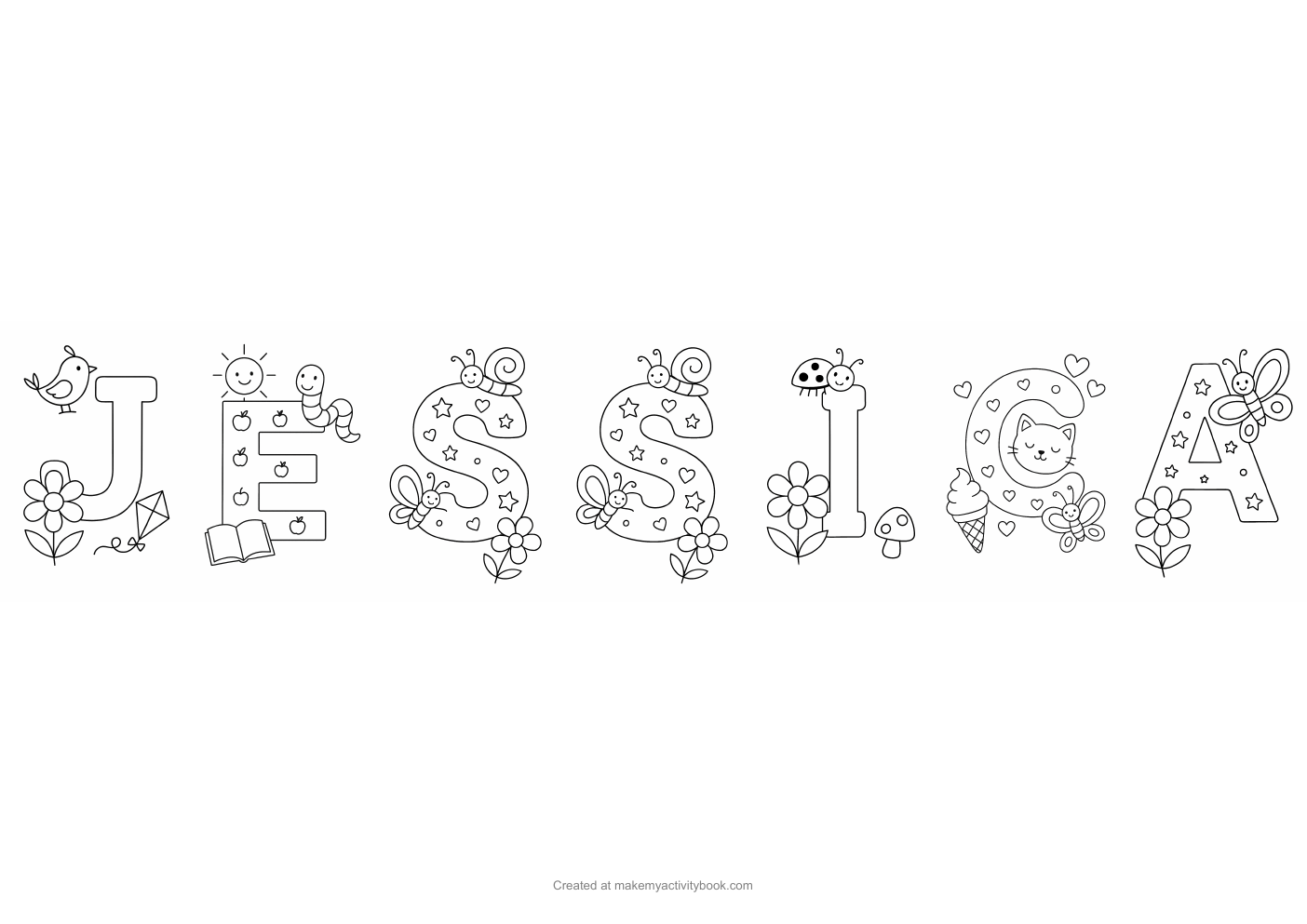 Jessica letters colouring sheet