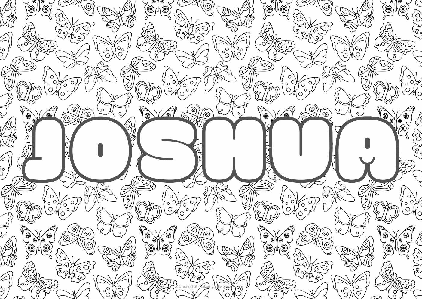 Joshua butterflies colouring sheet