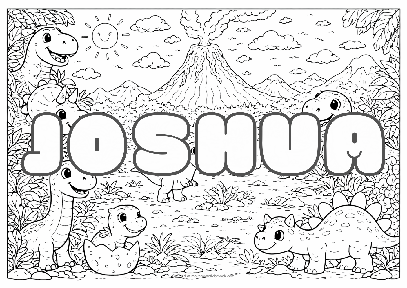 Joshua dinosaur colouring sheet