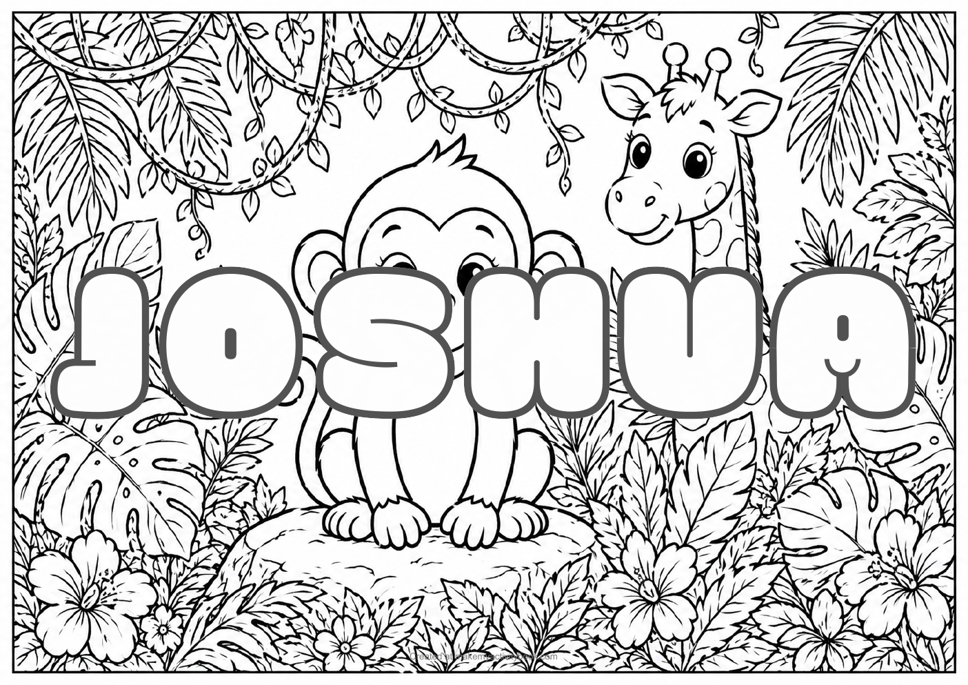 Joshua jungle colouring sheet