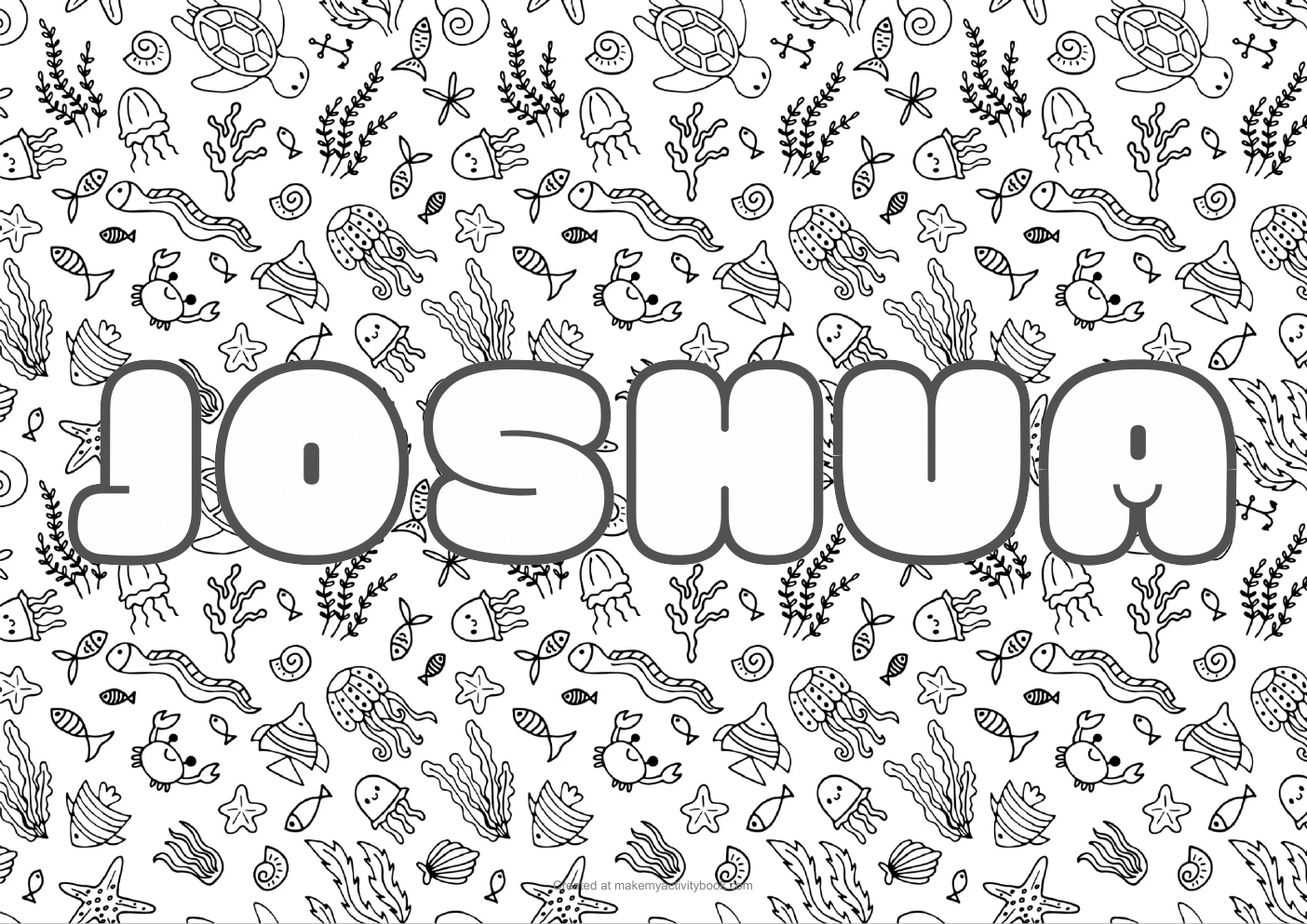 Joshua sea colouring sheet