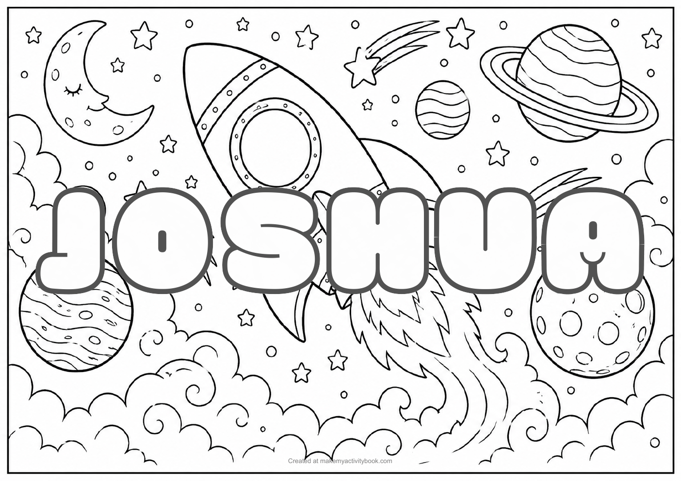 Joshua space colouring sheet