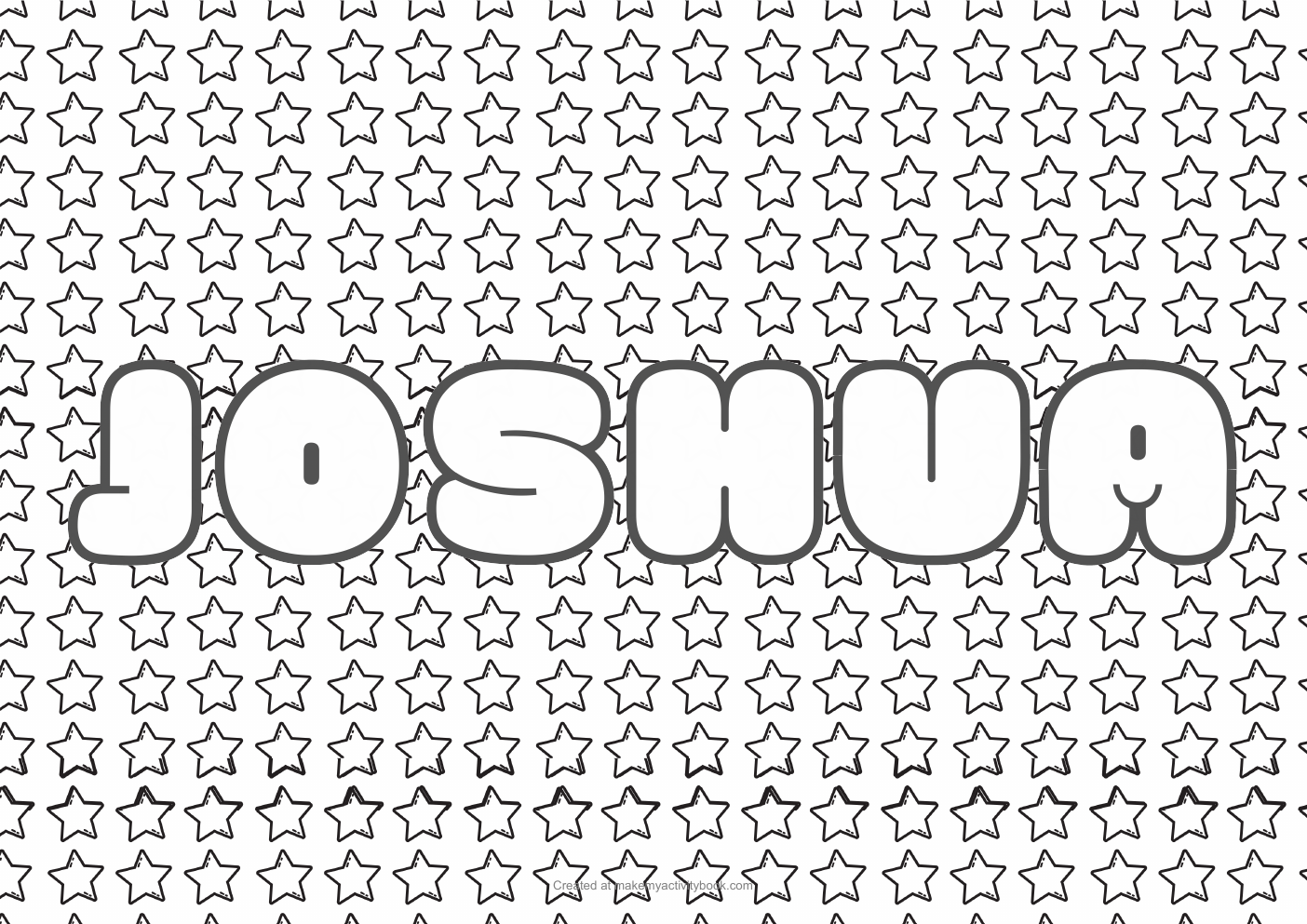 Joshua Bubble letters — Stars border colouring sheet