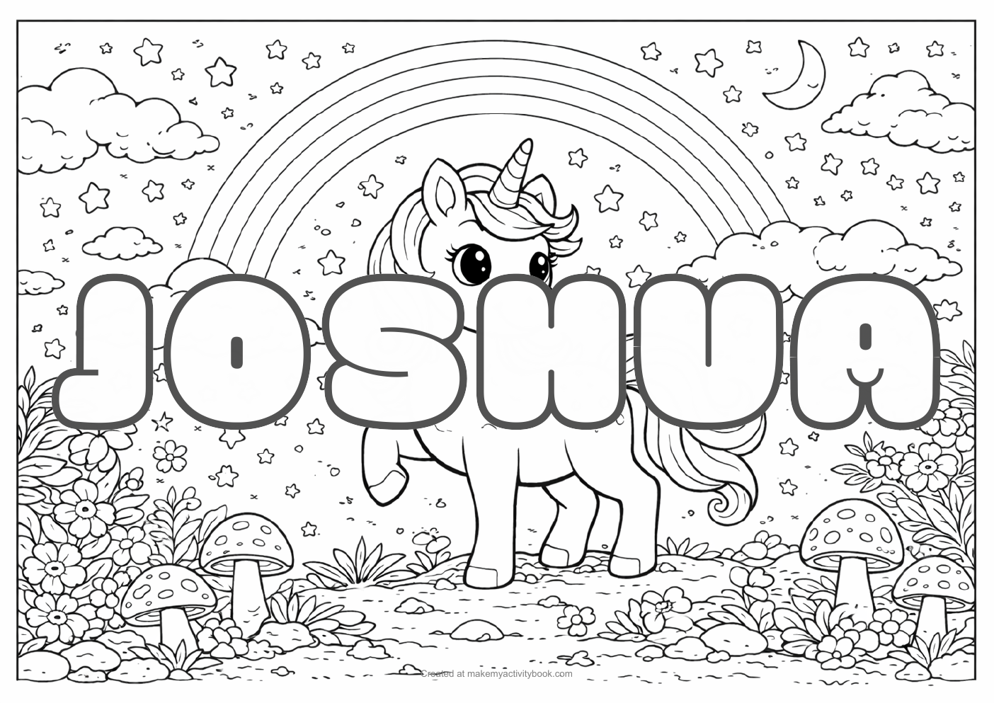 Joshua unicorn colouring sheet