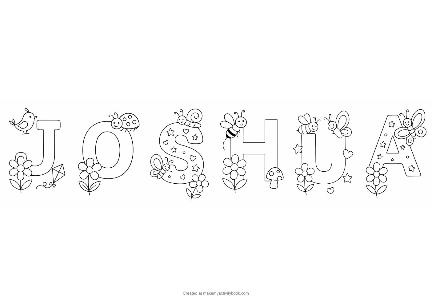 Joshua letters colouring sheet