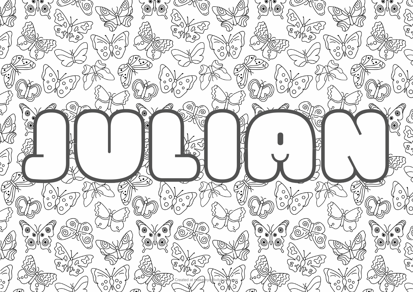 Julian butterflies colouring sheet