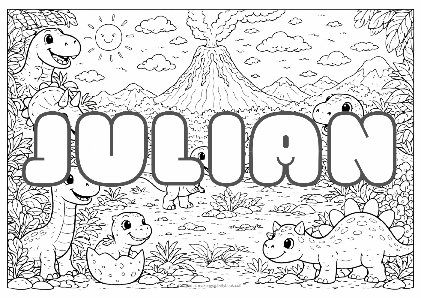 Julian dinosaur colouring sheet