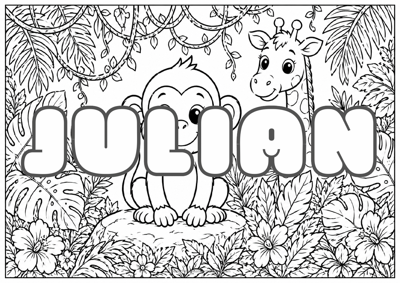 Julian jungle colouring sheet