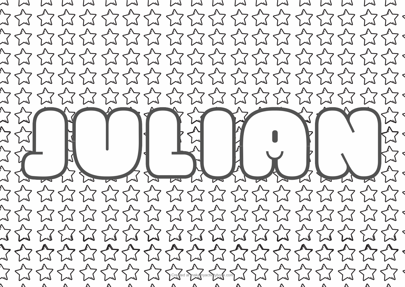 Julian Bubble letters — Stars border colouring sheet