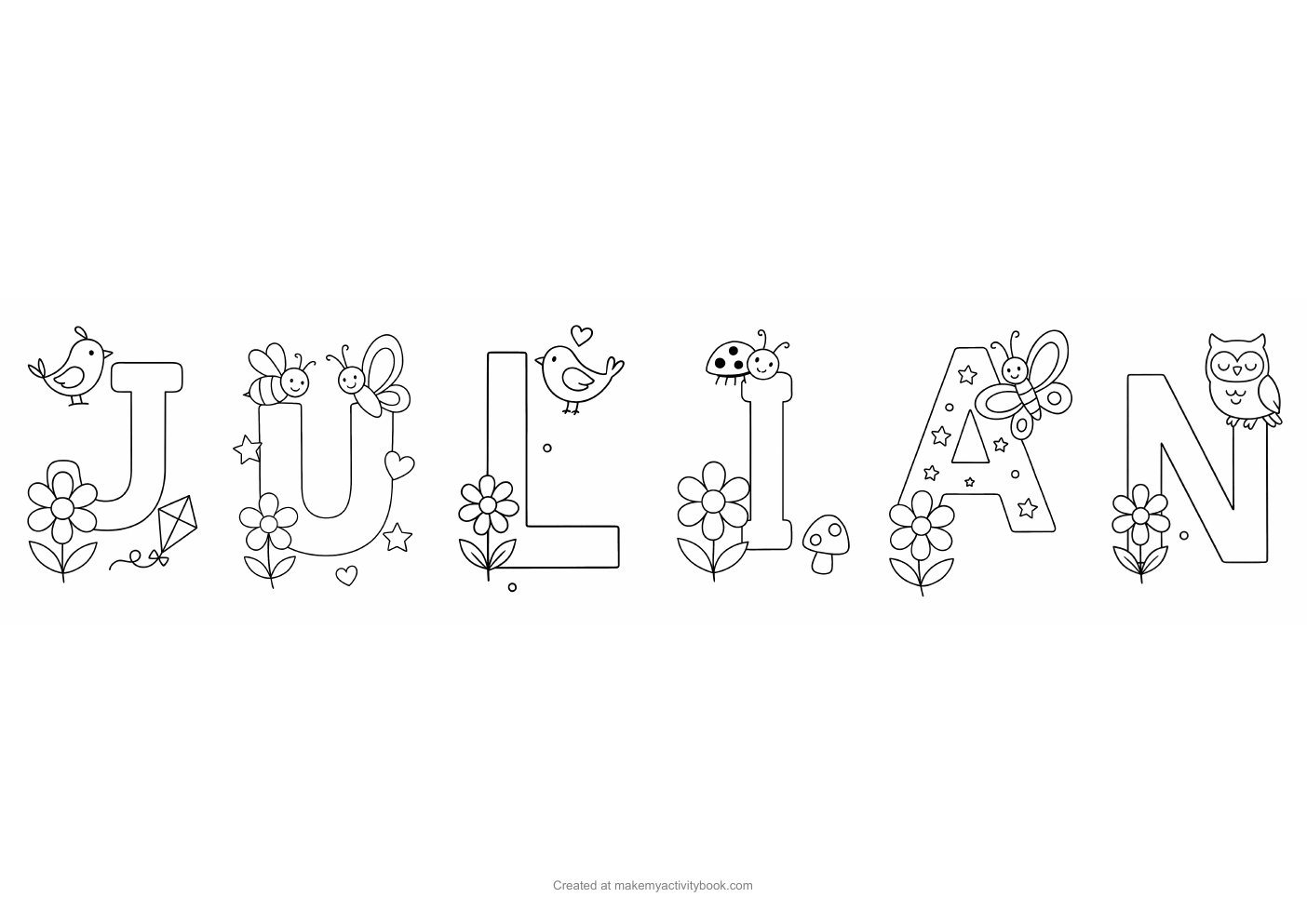 Julian letters colouring sheet