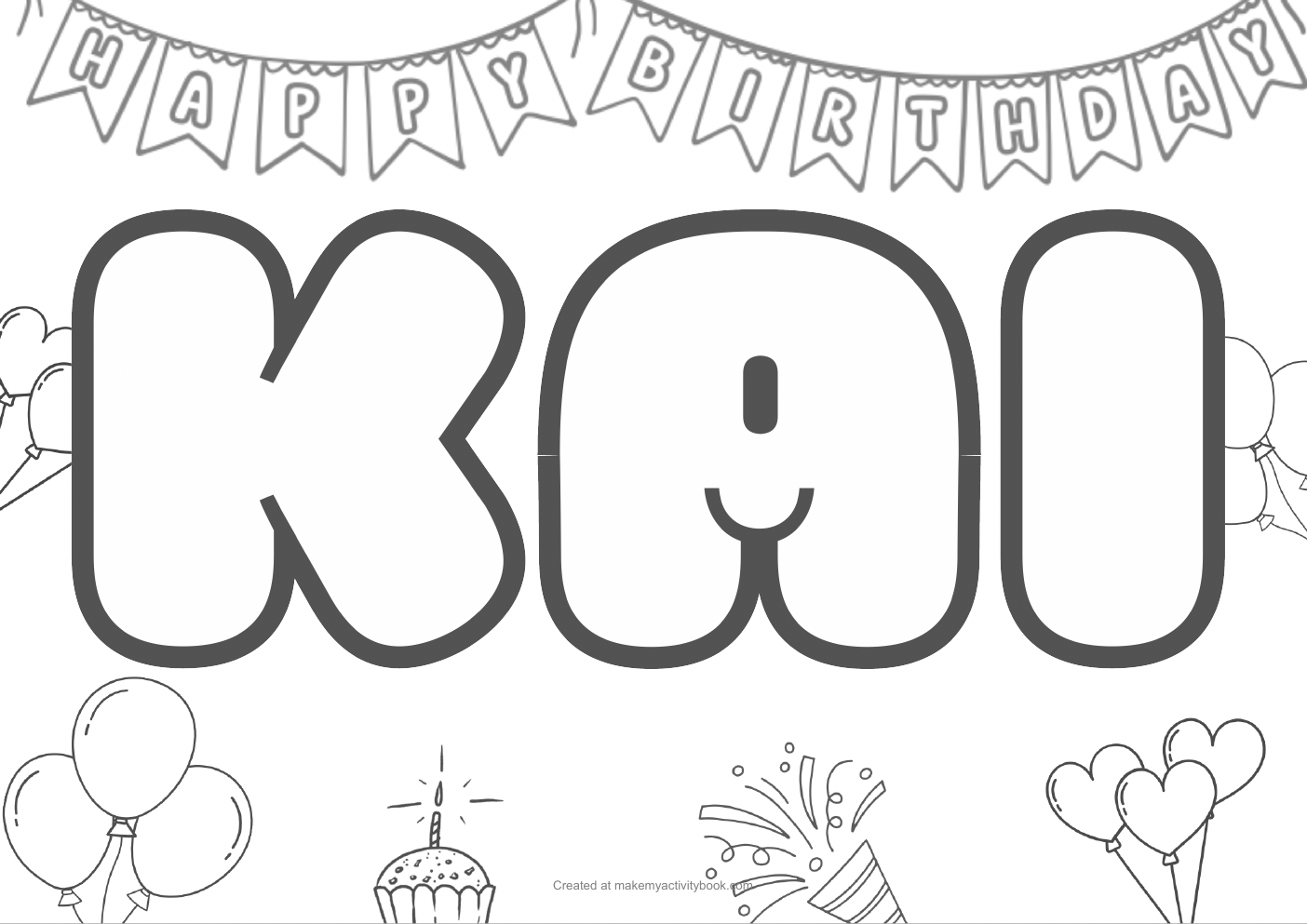 Kai birthday colouring sheet