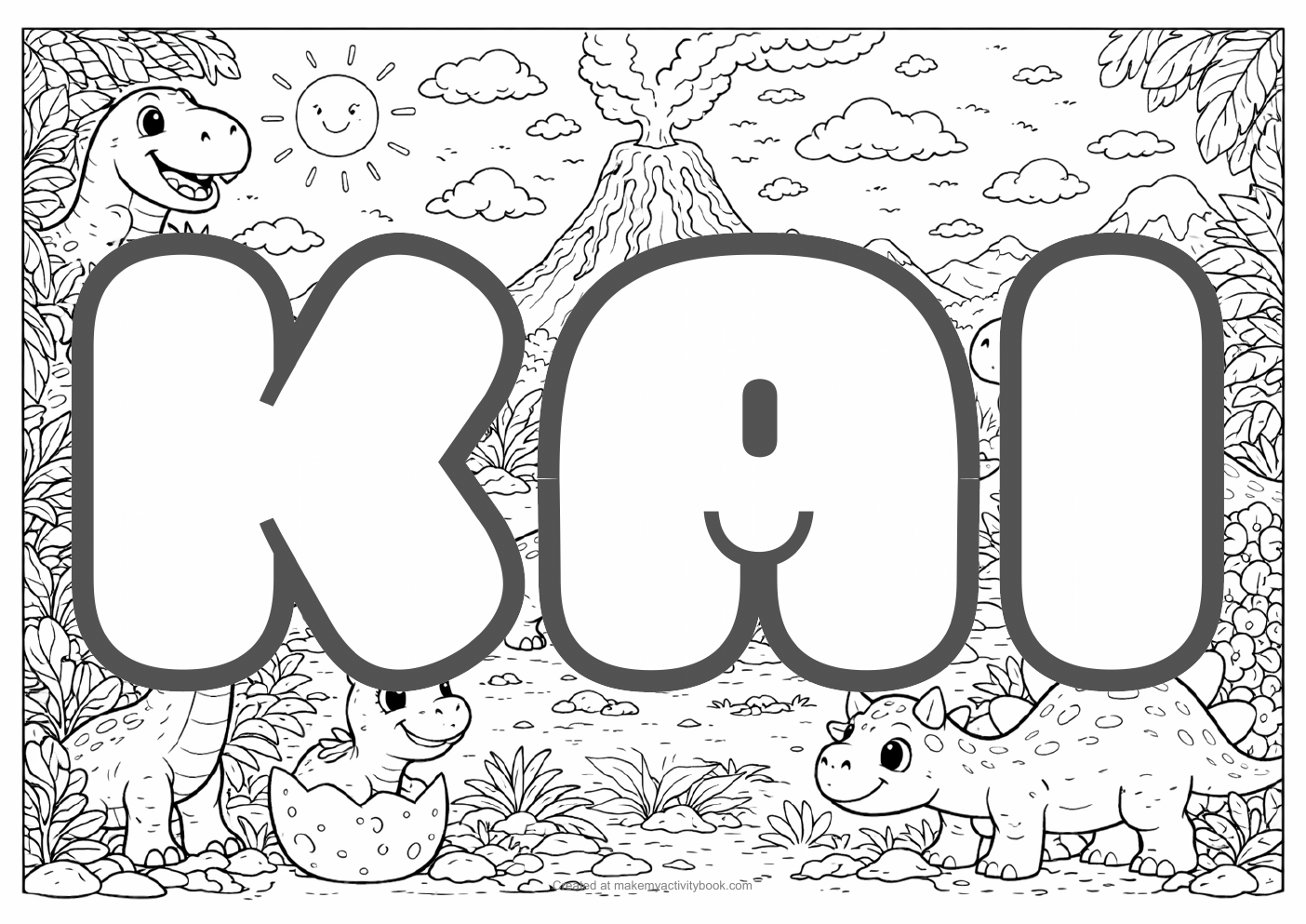 Kai dinosaur colouring sheet
