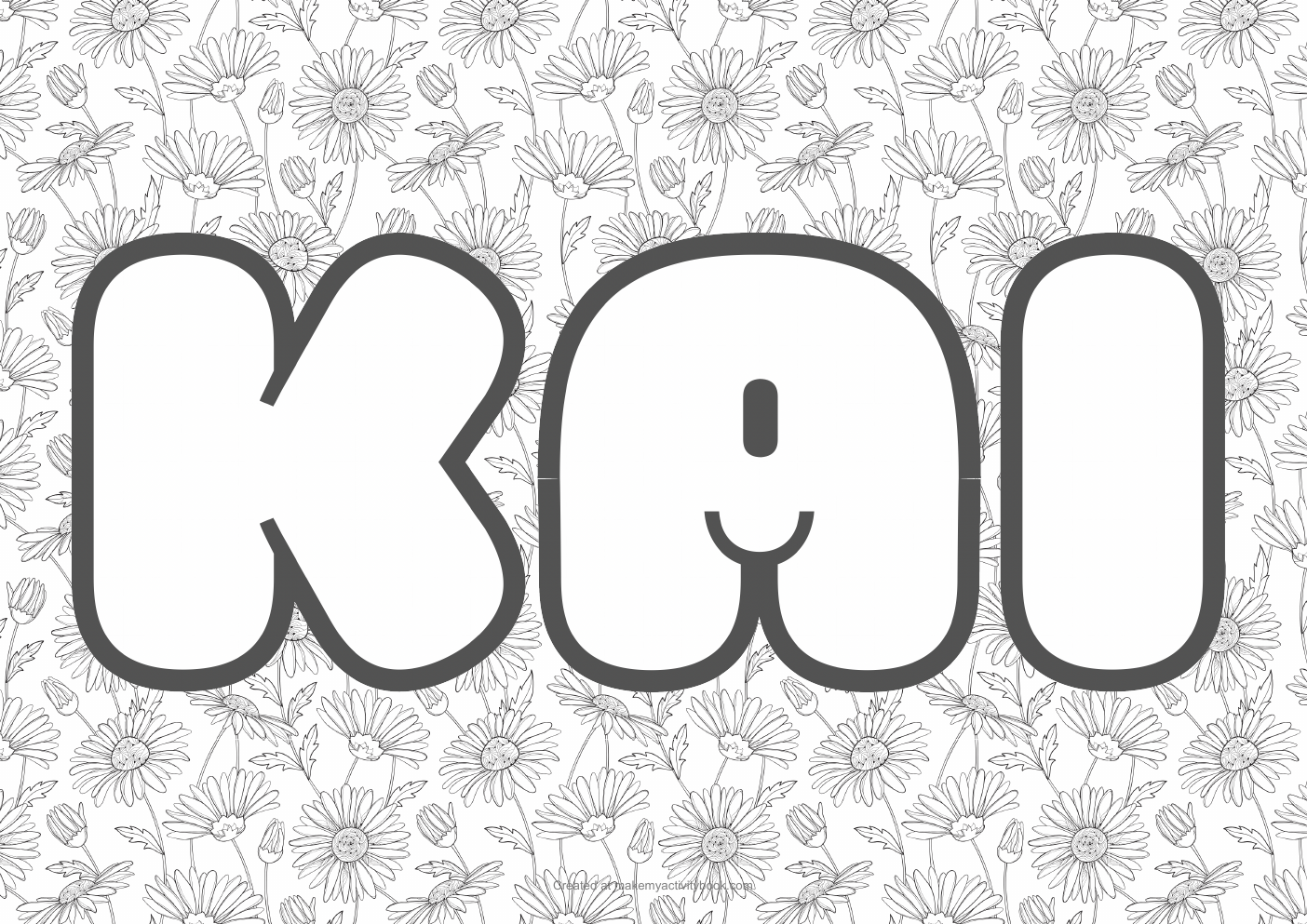 Kai flowers colouring sheet