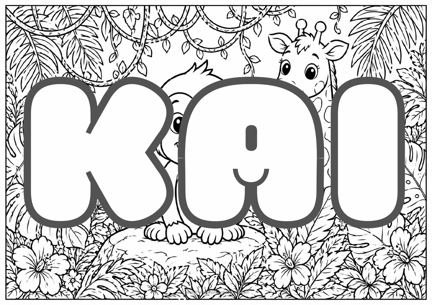 Kai jungle colouring sheet