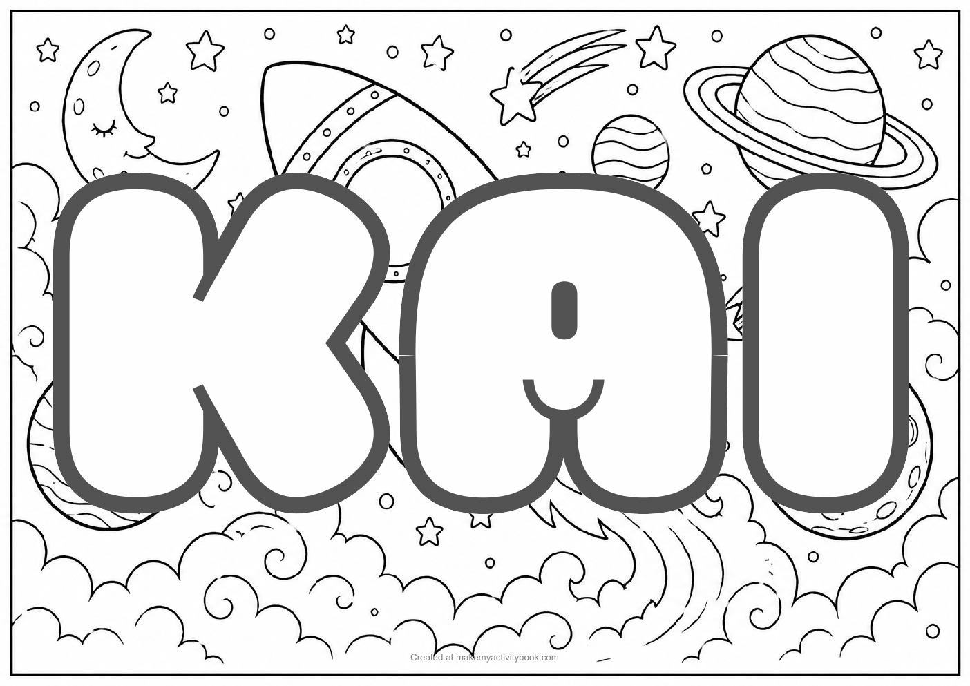 Kai space colouring sheet