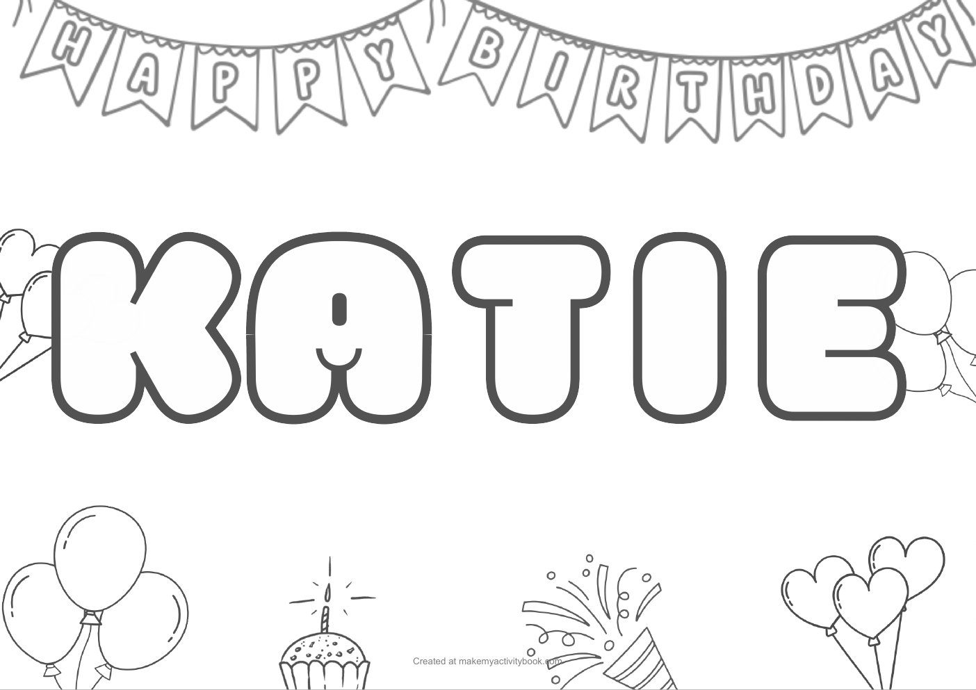 Katie birthday colouring sheet