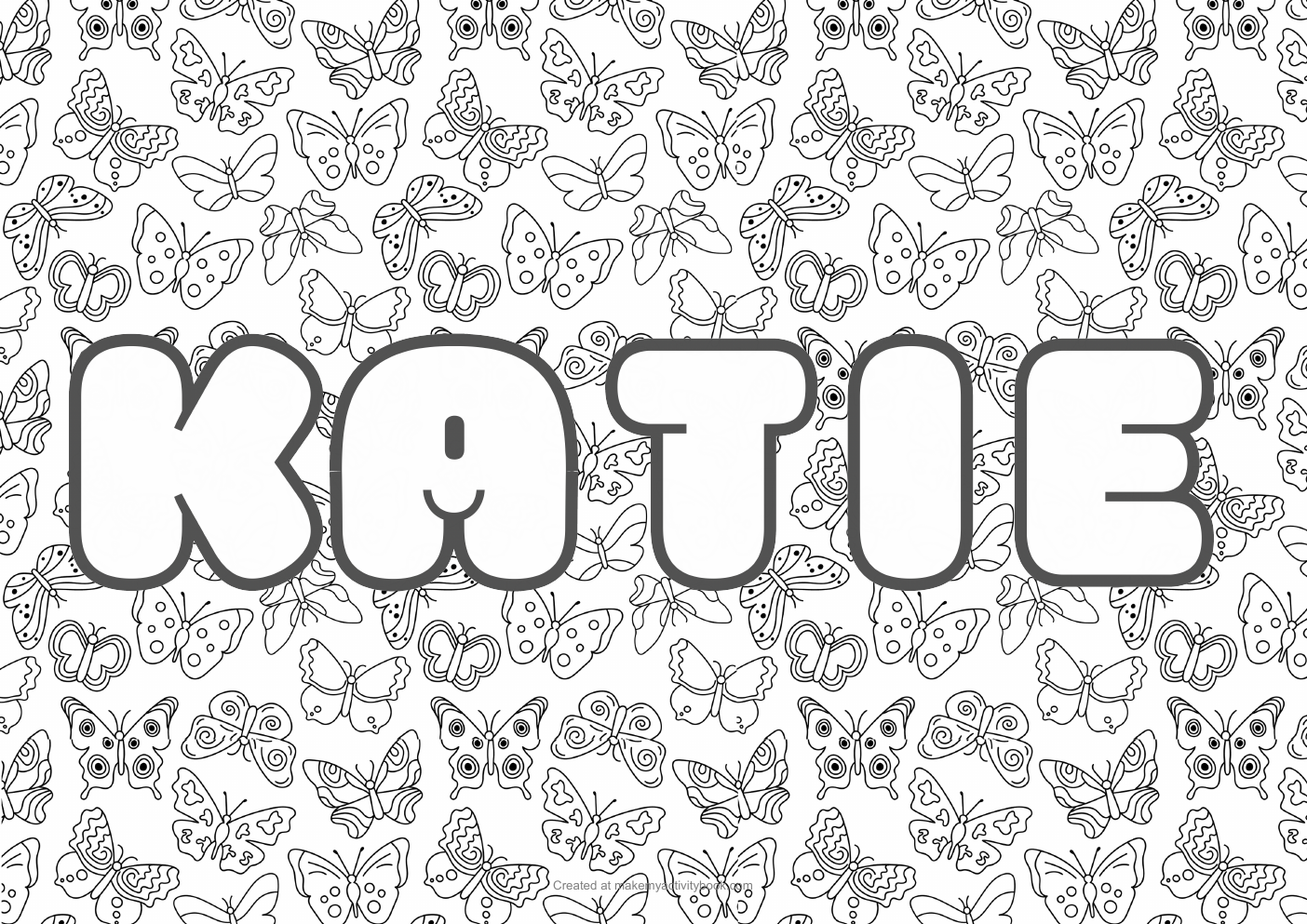 Katie butterflies colouring sheet
