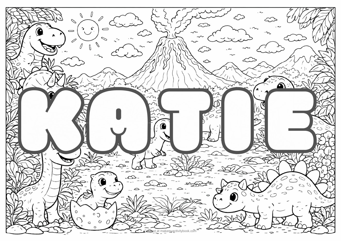 Katie dinosaur colouring sheet